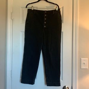 Black Madewell Button Fly Straight Leg Cropped Jeans